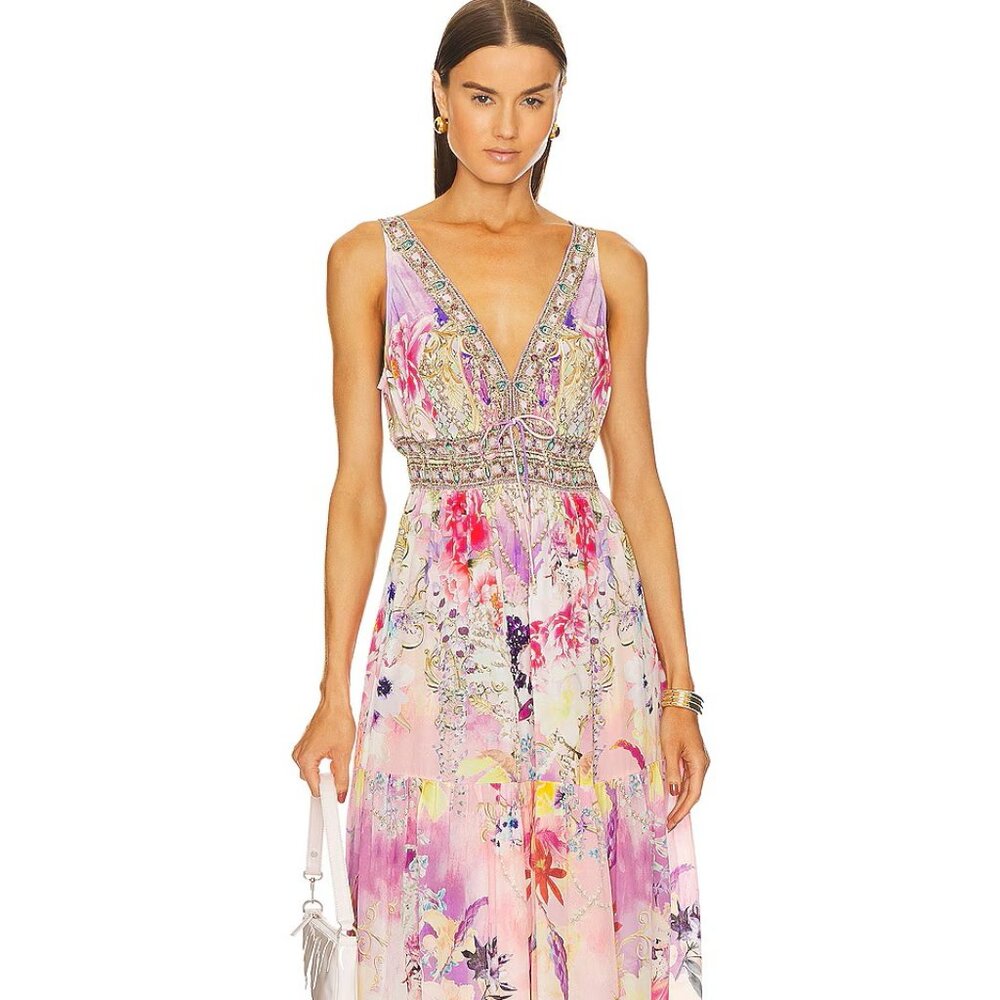 Camilla Shirred Waist Detail Maxi Dress, Sonic Symphonies, Size S - Picture 1 of 8